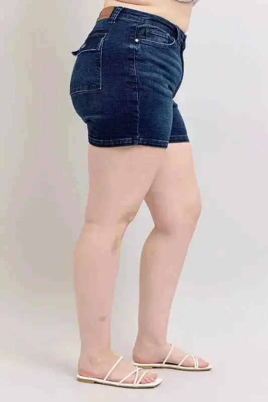 Judy Blue Plus Size High Waist Back Flap Pocket Denim Shorts