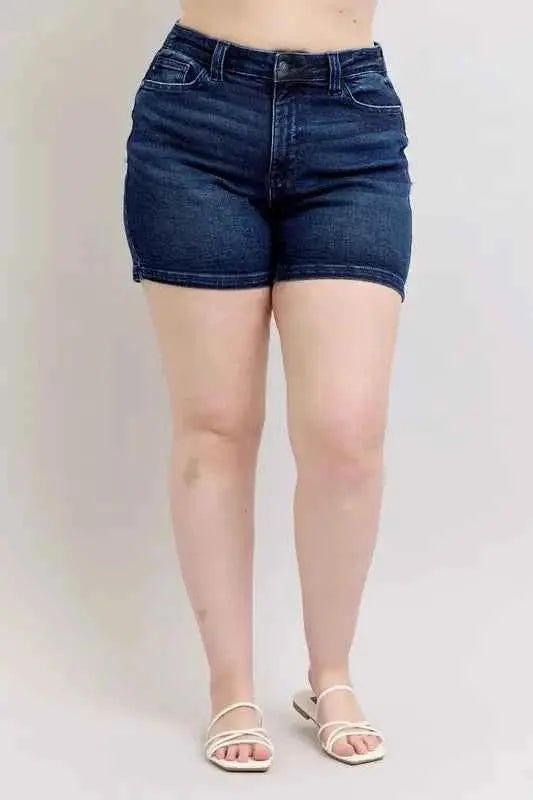Judy Blue Plus Size High Waist Back Flap Pocket Denim Shorts