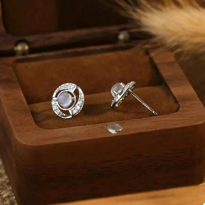 925 Sterling Silver Moonstone Stud Earrings