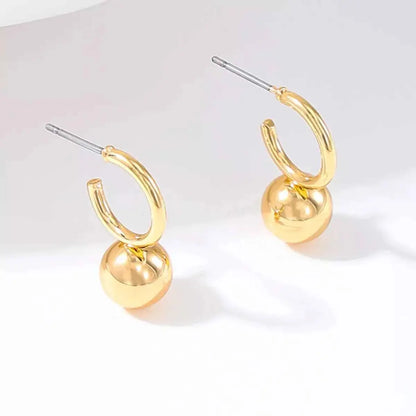 18K Gold-Plated Ball Hoop Earrings
