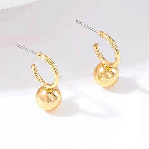 18K Gold-Plated Ball Hoop Earrings