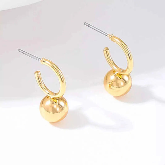 18K Gold-Plated Ball Hoop Earrings