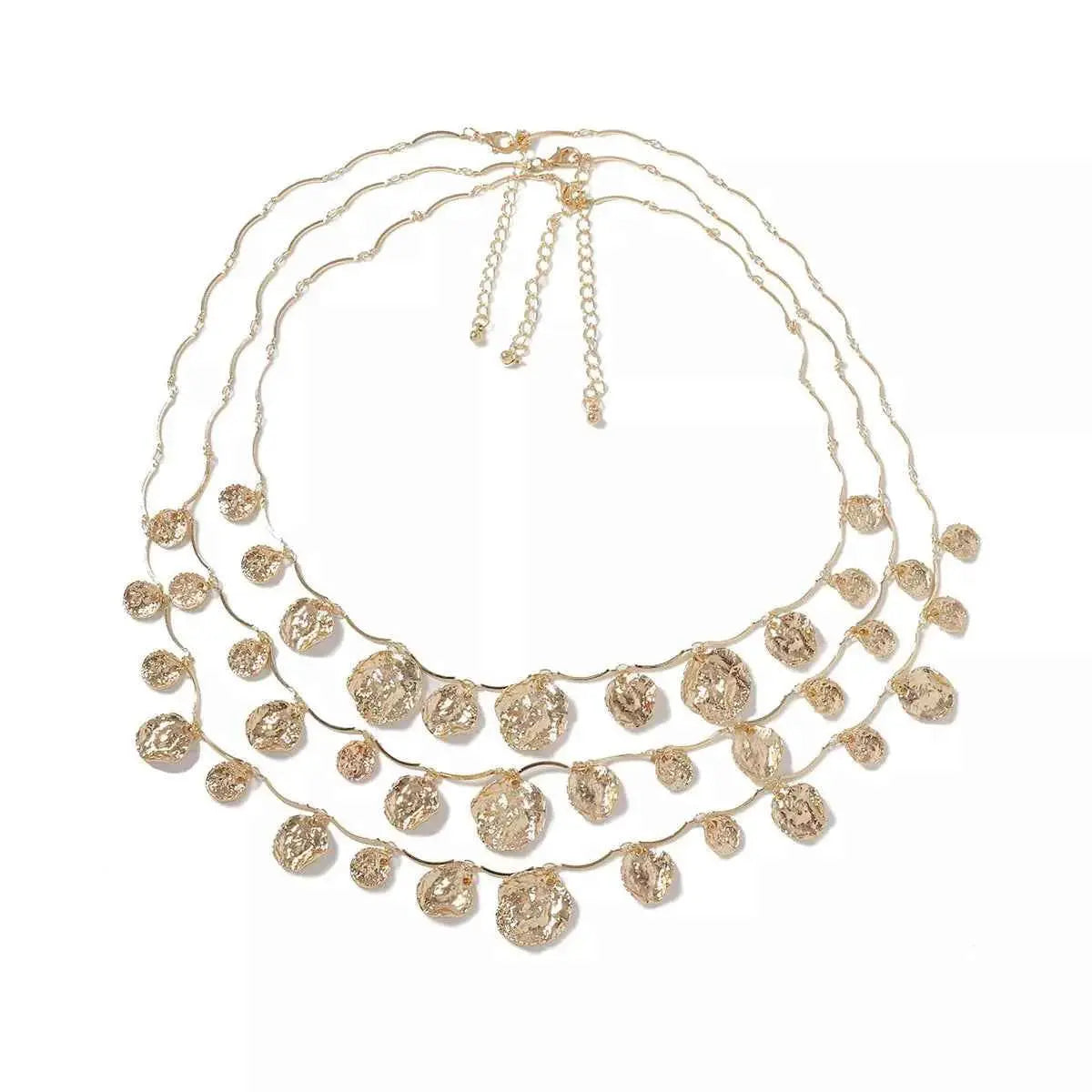 3-Piece 18K Gold-Plated Zinc Alloy Necklace