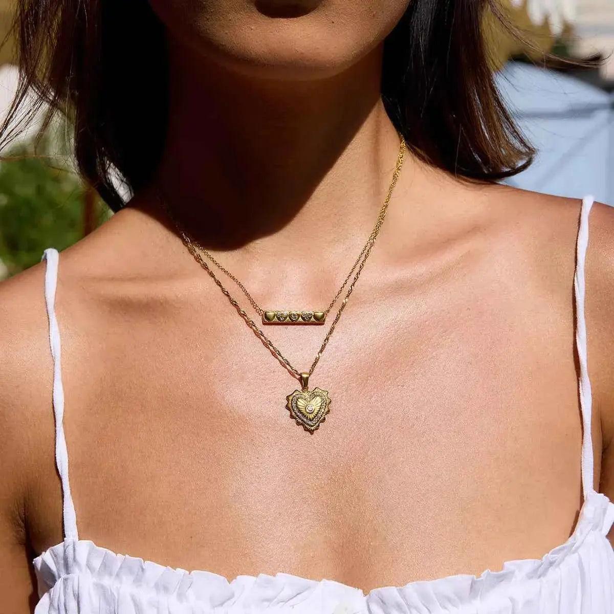 18K Gold-Plated Zircon Pendant Necklace