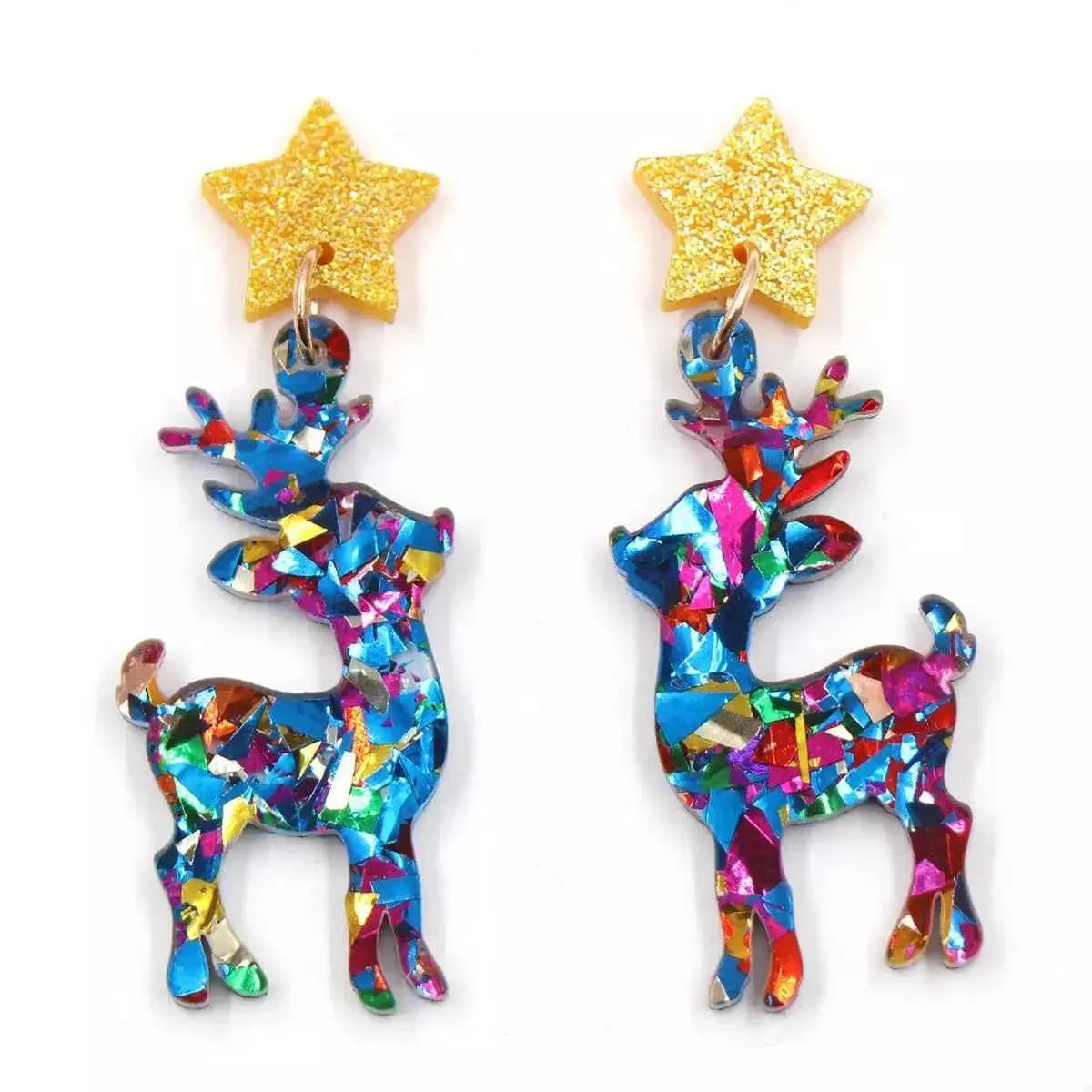 Acrylic Christmas Reindeer Dangle Earrings