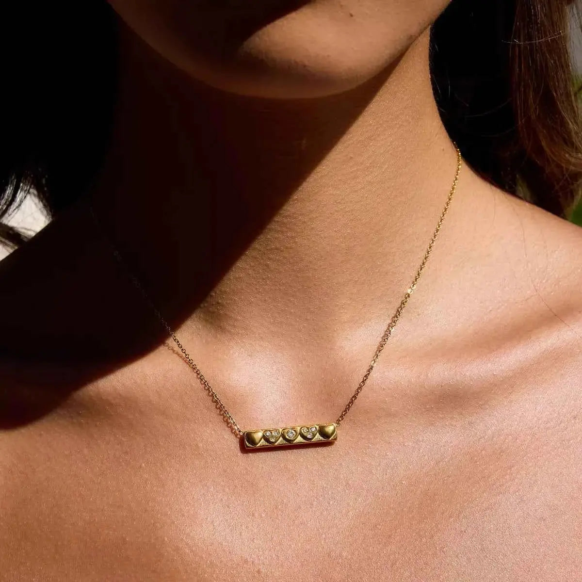 18K Gold-Plated Zircon Pendant Necklace