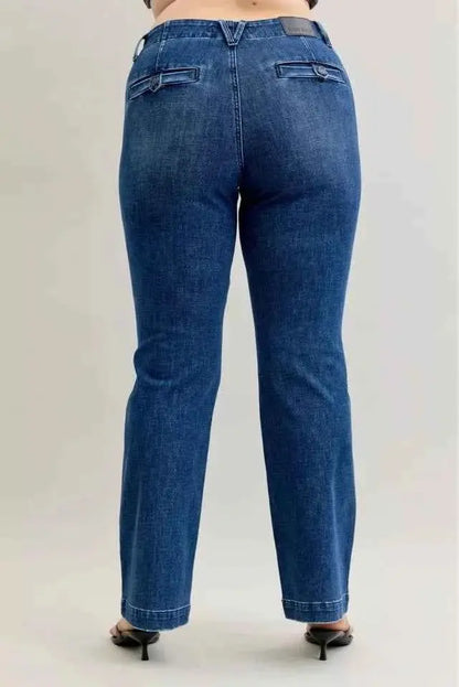 Judy Blue Full Size Mid Rise Bootcut Jeans with Welt Pockets Plus Size