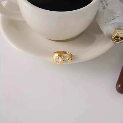 18K Gold-Plated Rhinestone Open Ring