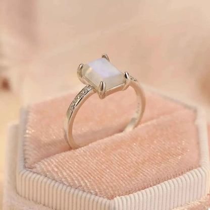 925 Sterling Silver Zircon Rectangle Ring