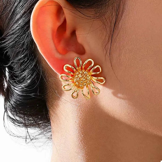 18K Gold-Plated Flower Stud Earrings