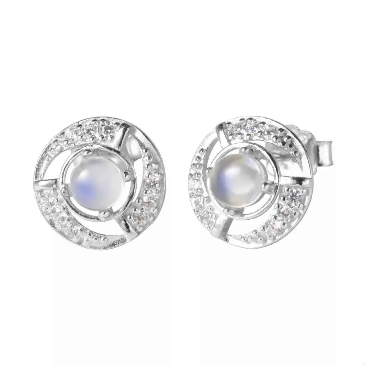 925 Sterling Silver Moonstone Stud Earrings