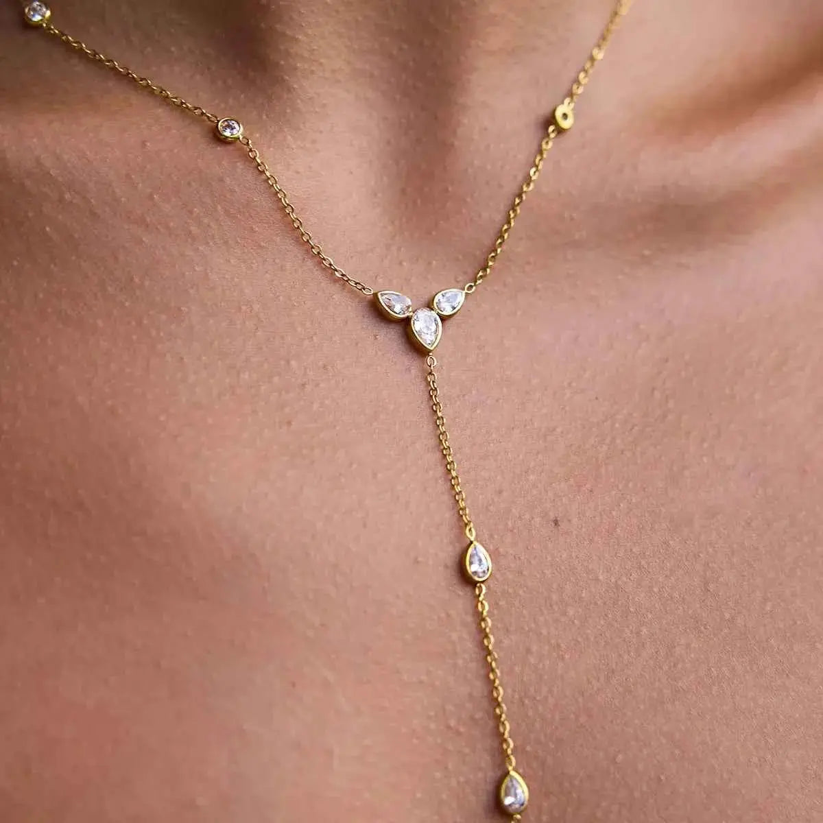 18K Gold-Plated Zircon Chain Necklace