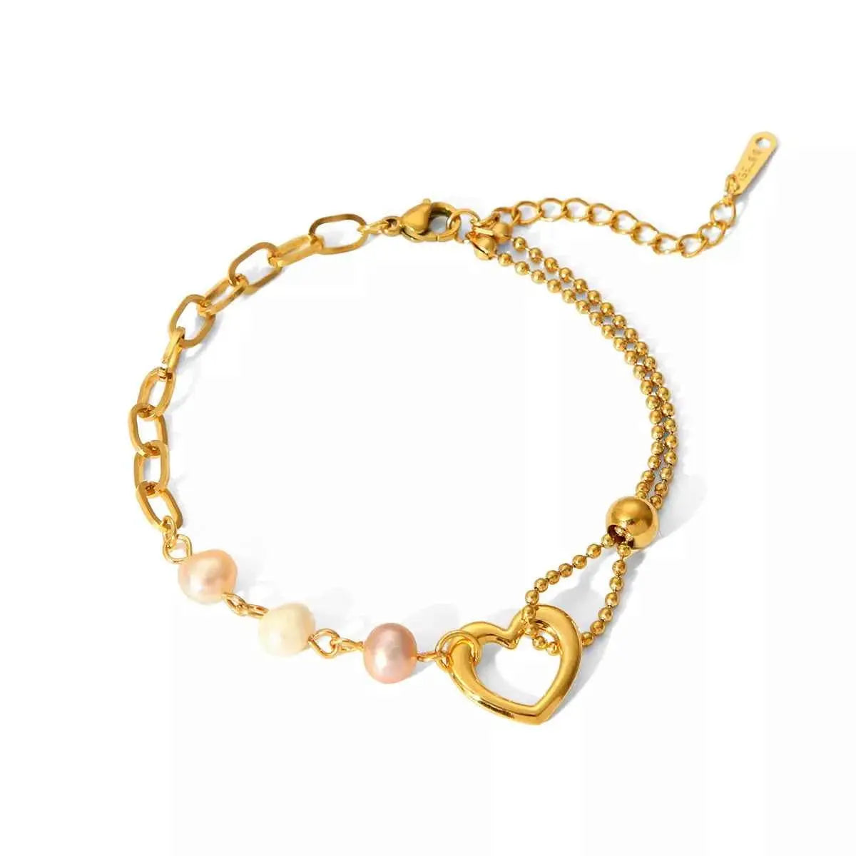 18K Gold-Plated Heart Pearl Bracelet