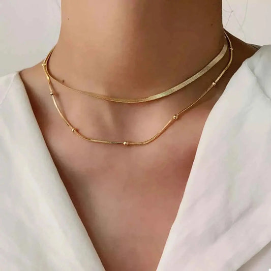 2 Piece 18K Gold-Plated Chain Necklace