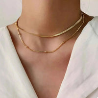 2 Piece 18K Gold-Plated Chain Necklace