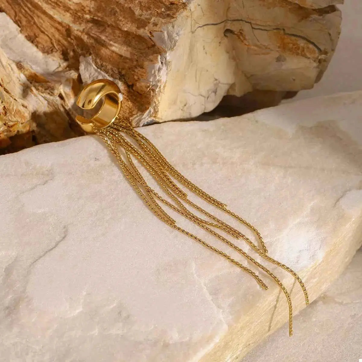 18K Gold-Plated Chain Fringe Earrings