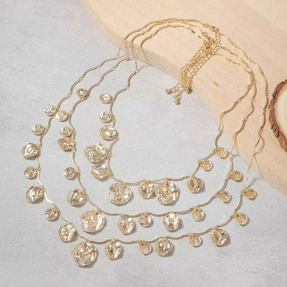 3-Piece 18K Gold-Plated Zinc Alloy Necklace