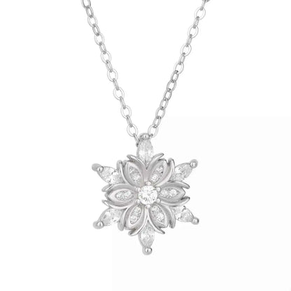 925 Sterling Silver Zircon Snowflake Necklace