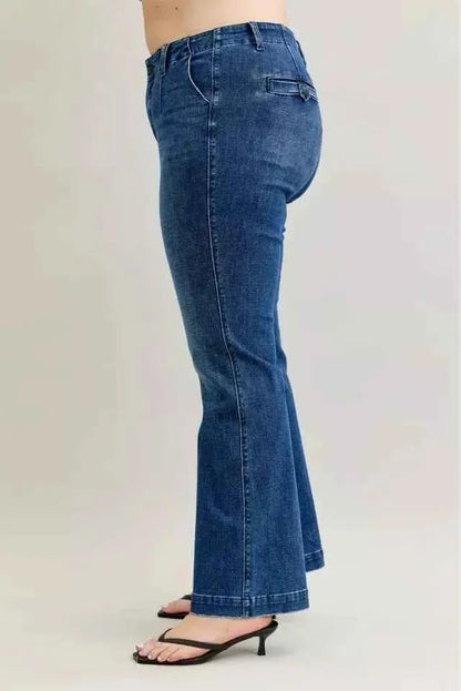 Judy Blue Full Size Mid Rise Bootcut Jeans with Welt Pockets Plus Size