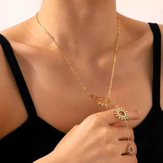 18K Gold-Plated Sun Pendant Necklace