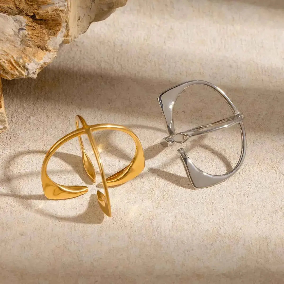 Stainless Steel Crisscross Open Ring