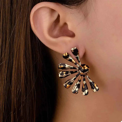 Leopard Print Fan-Shaped Earrings