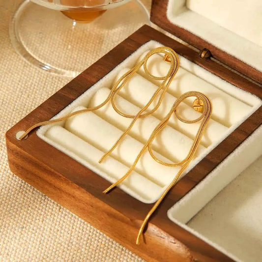 18K Gold-Plated Hoop Chain Earrings