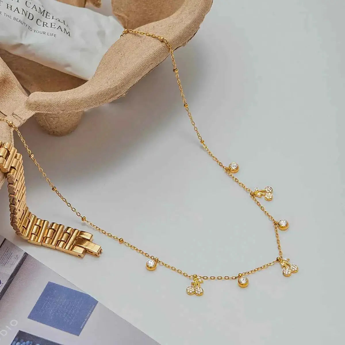 18K Gold-Plated Zircon Cherry Necklace