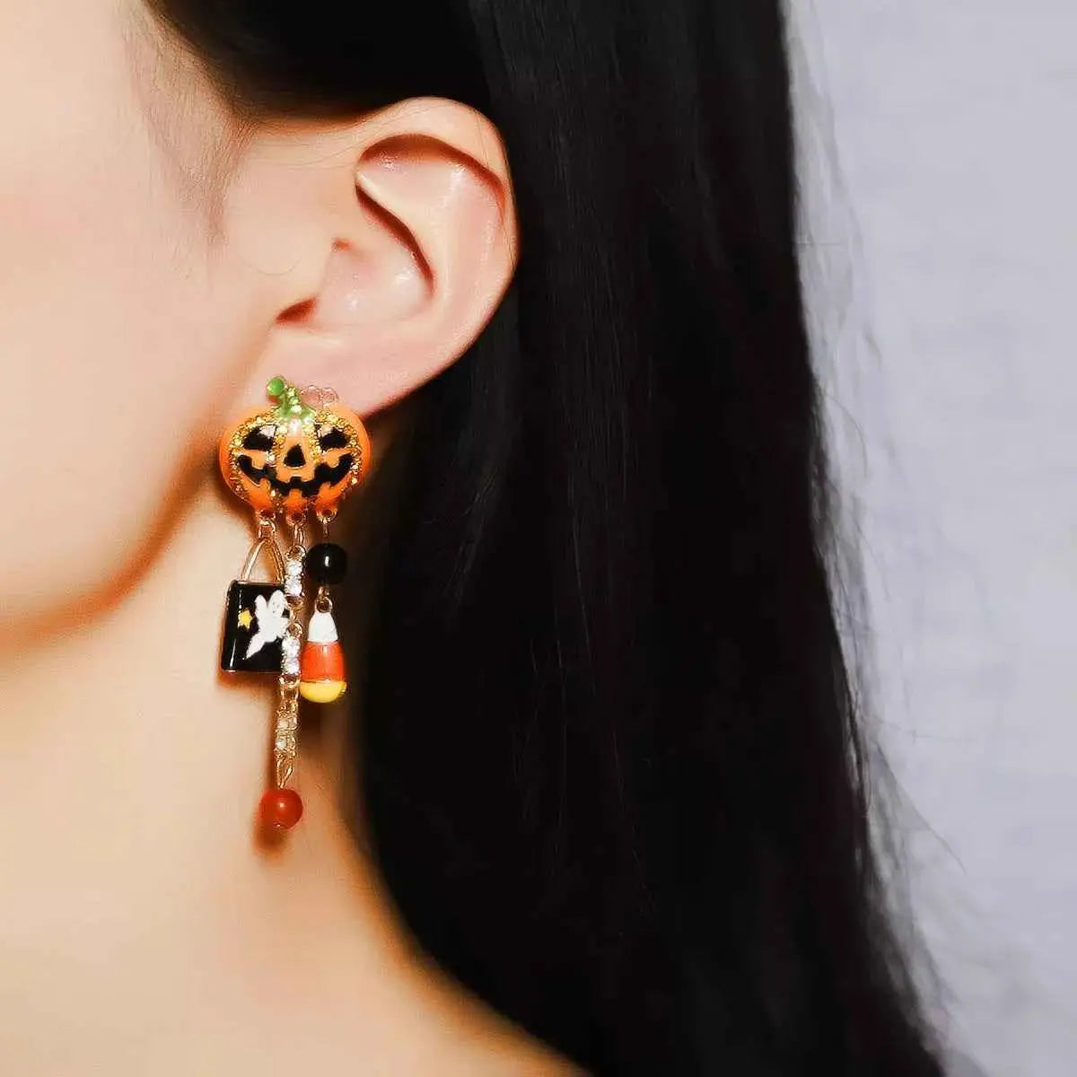 Halloween Pumpkin Ghost Dangle Earrings
