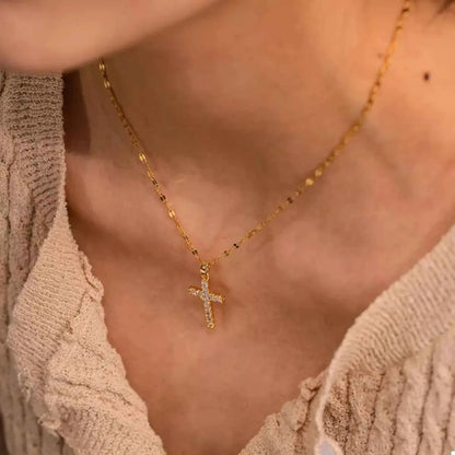 18K Gold-Plated Cross Pendant Necklace