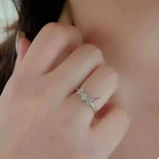 925 Sterling Silver Bat Ring