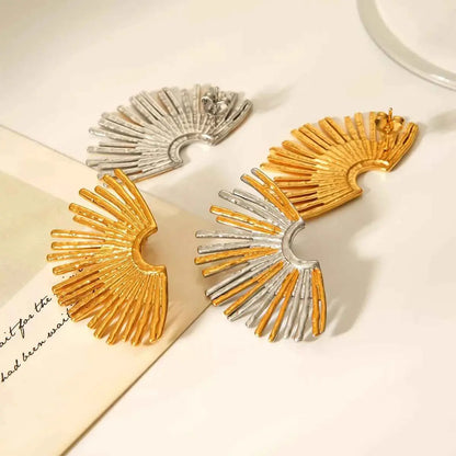 Stainless Steel Fan-Shaped Earrings