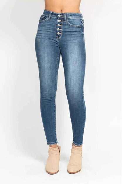 Judy Blue Full Size High Rise Button Fly Skinny Jeans Plus Size