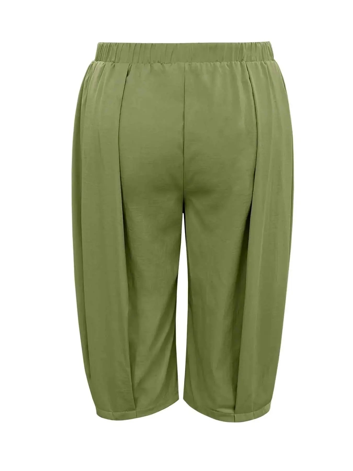 Plus Size Wide Leg Pleated Detail Cropped Pants