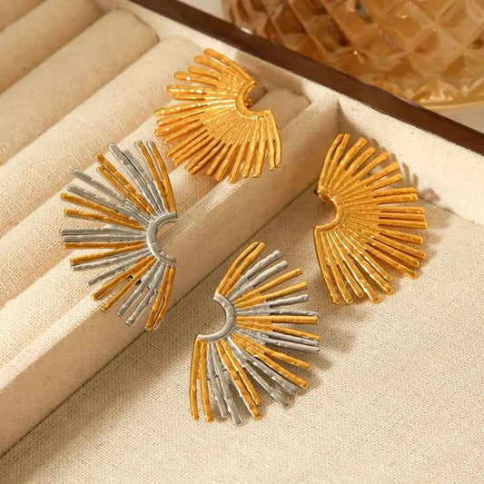 Stainless Steel Fan-Shaped Earrings