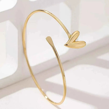 18K Gold-Plated Heart Adjustable Open Bracelet