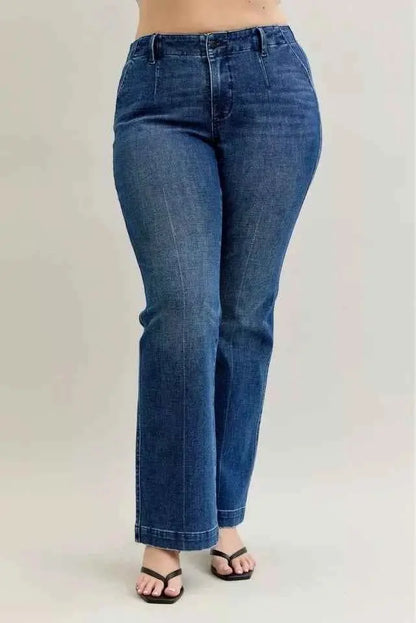 Judy Blue Full Size Mid Rise Bootcut Jeans with Welt Pockets Plus Size