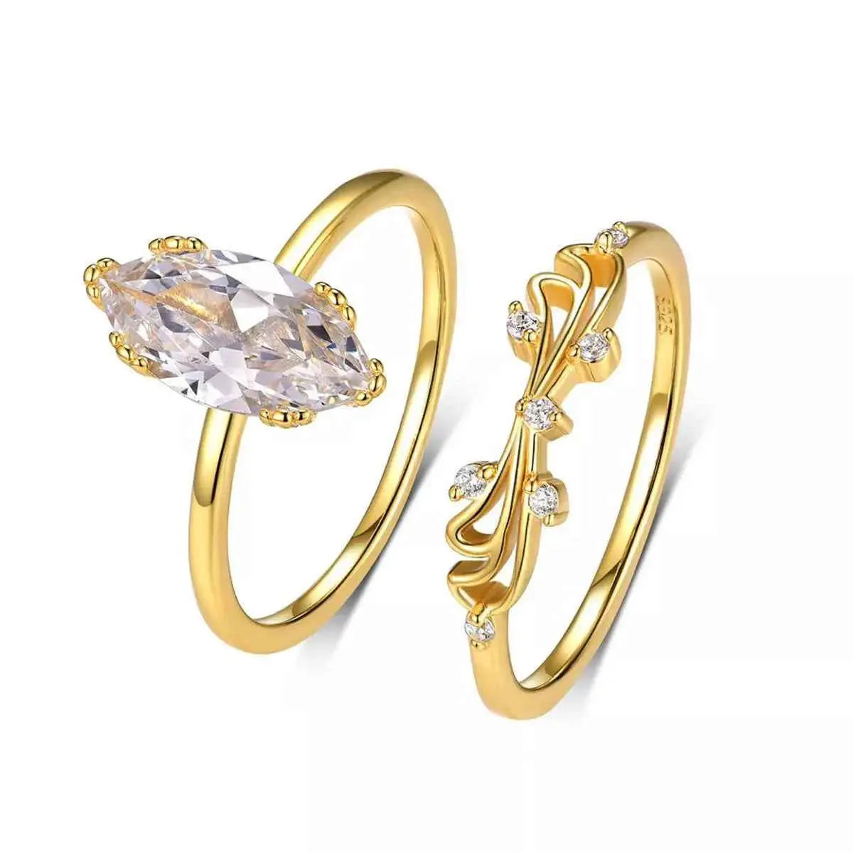 2 Piece 2 Carat Moissanite 925 Sterling Silver Zircon Ring