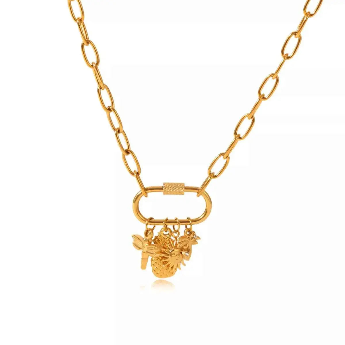 18K Gold-Plated Lock Chain Necklace