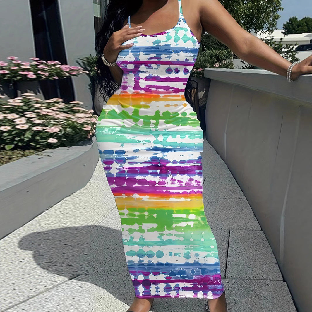 Popular Comfortable Casual Trends Spaghetti Strap Sling Random Printing