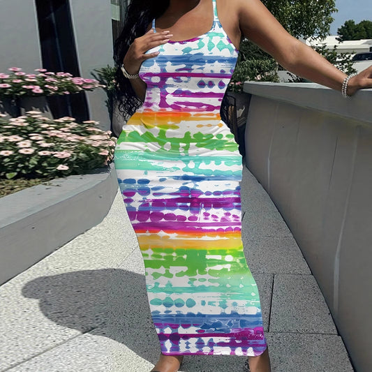 Popular Comfortable Casual Trends Spaghetti Strap Sling Random Printing