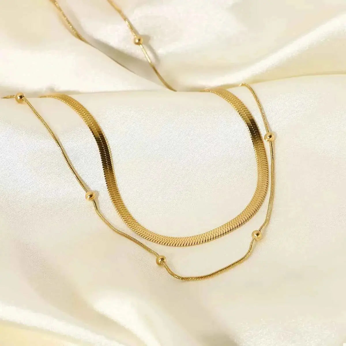 2 Piece 18K Gold-Plated Chain Necklace