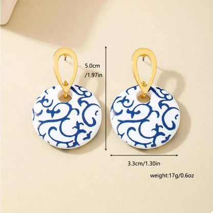 18K Gold-Plated Ceramics Dangle Earrings