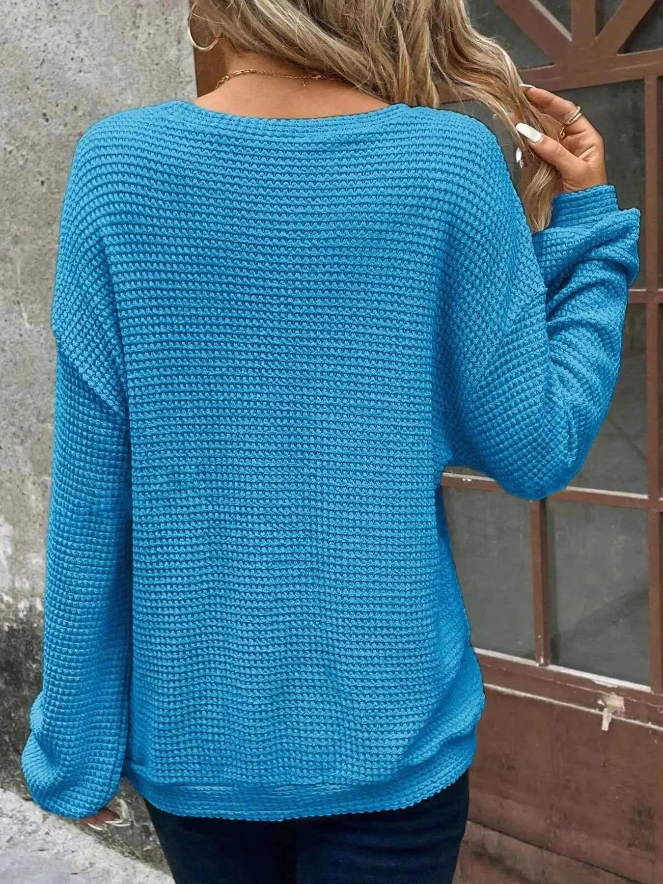 Plus Size Relaxed Fit Waffle Knit Round Neck T-Shirt