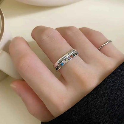 925 Sterling Silver Rhinestone Open Ring