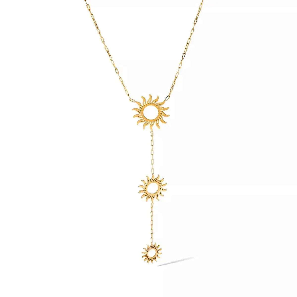 18K Gold-Plated Sun Pendant Necklace
