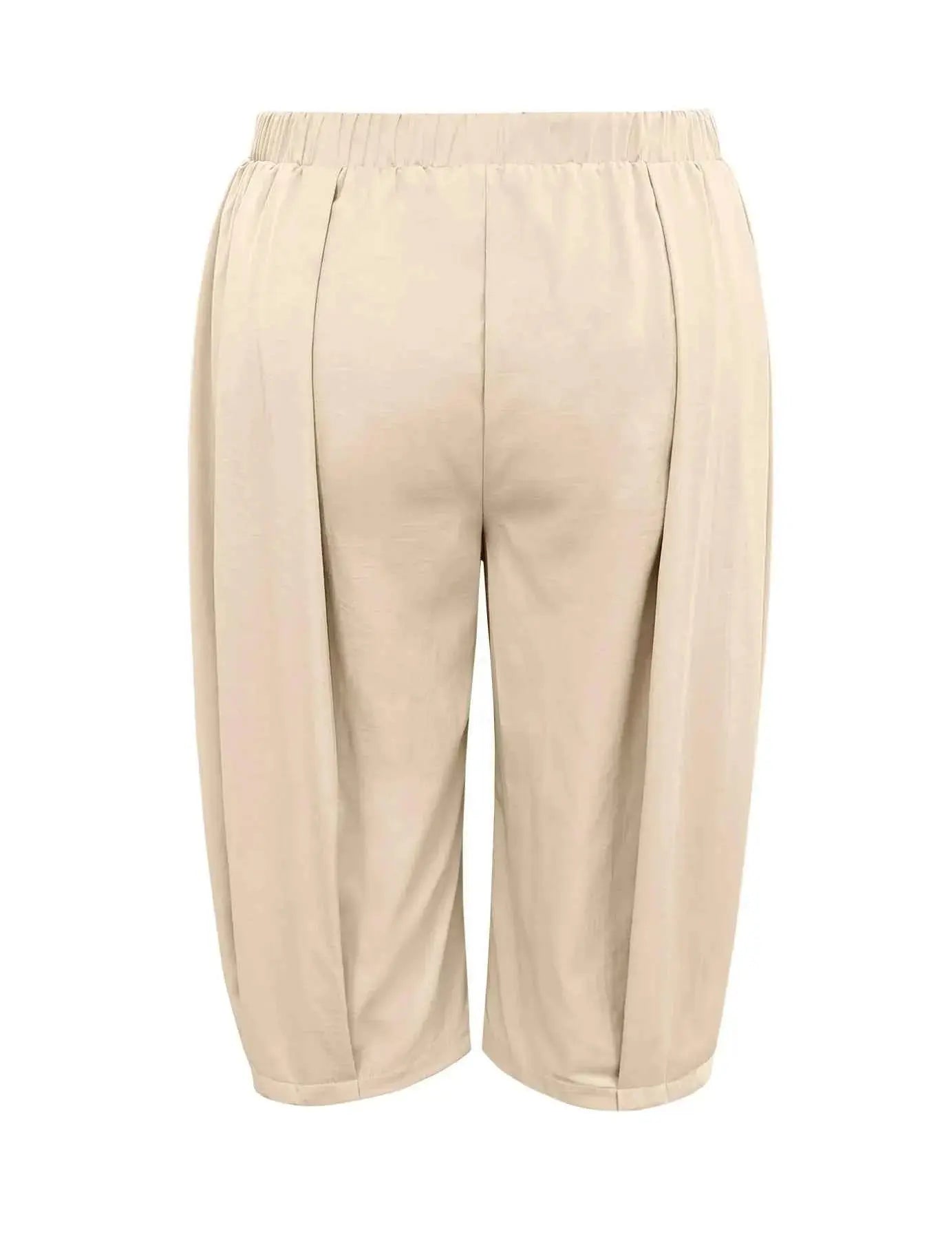 Plus Size Wide Leg Pleated Detail Cropped Pants