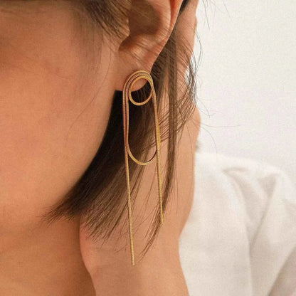 18K Gold-Plated Hoop Chain Earrings
