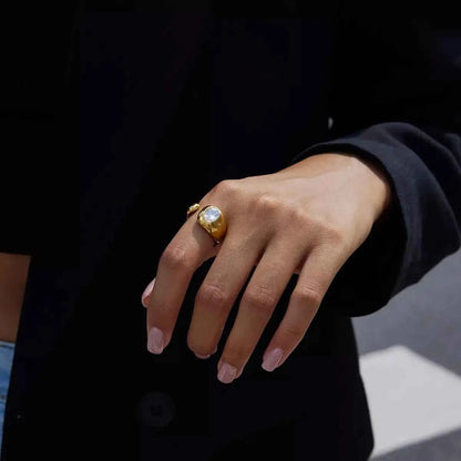 18K Gold-Plated Rhinestone Open Ring