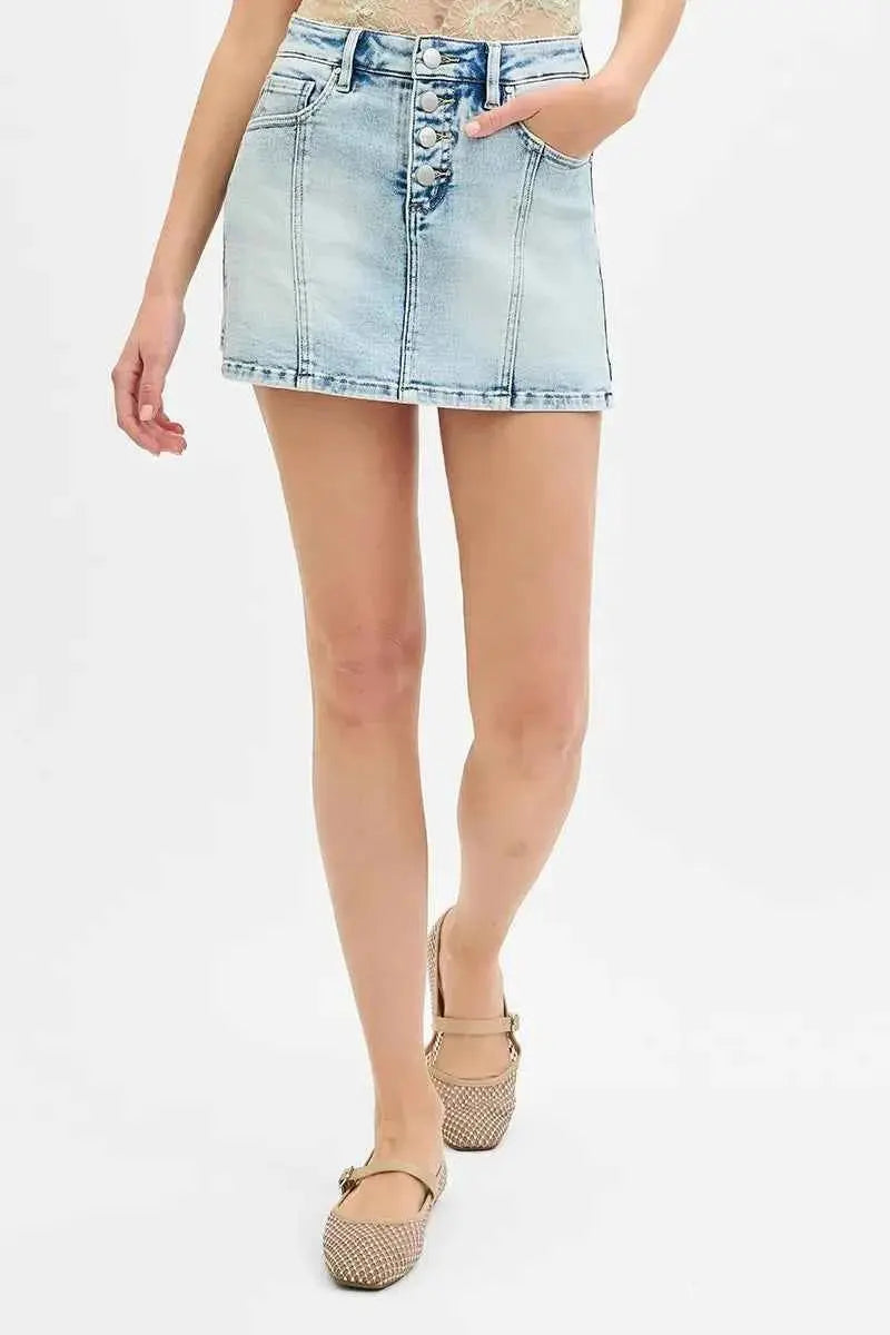 RISEN Full Size High Rise Button Down Skorts Plus Size